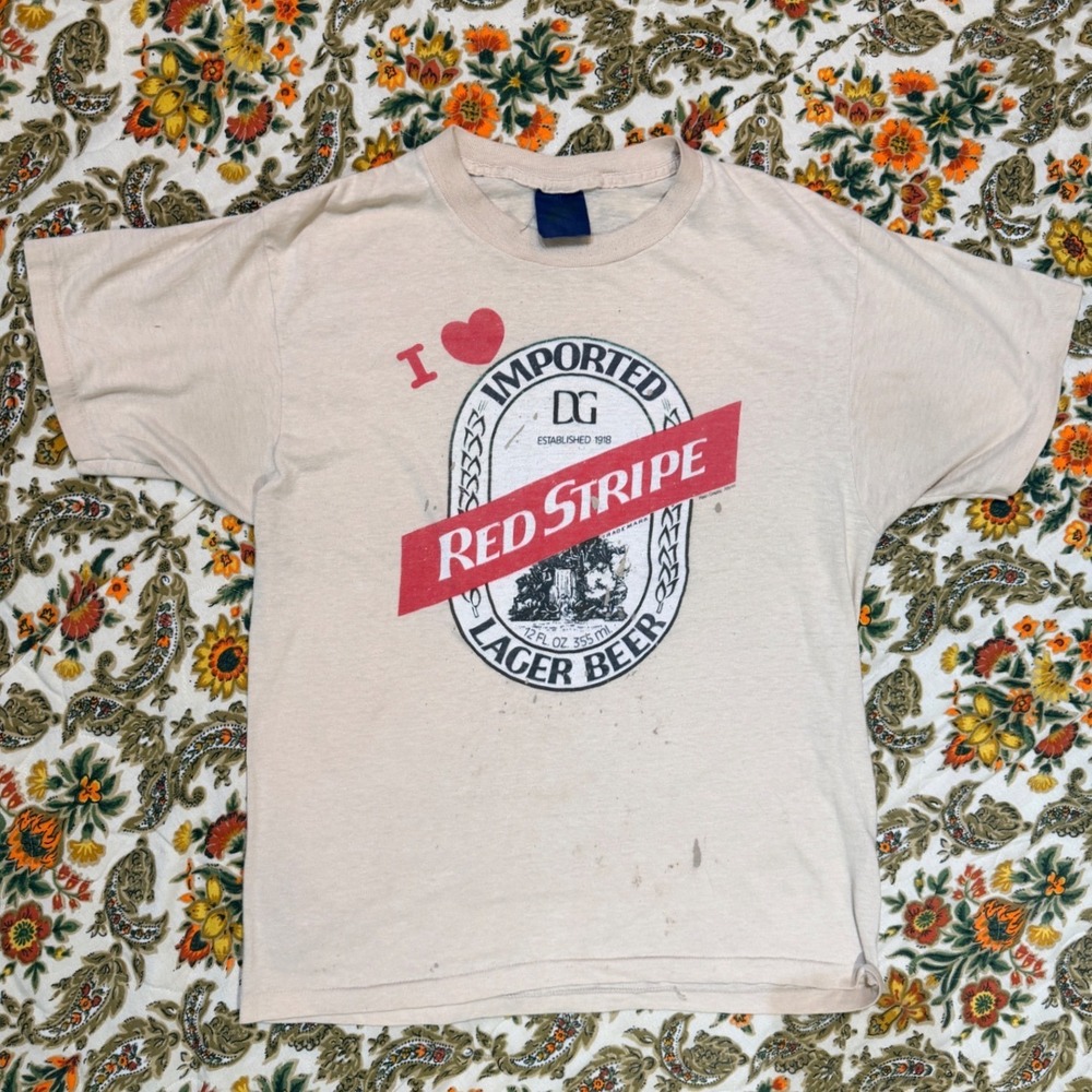 VTG 1970s Red Stripe Lager T-Shirt | Single Stitch | Made in USA Sneakers‎ Brand